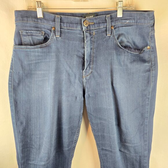 Paige Jeans Mens 34x27 Blue Denim Federal Slim Straight Dark Wash Stretch Damage - Picture 2 of 14